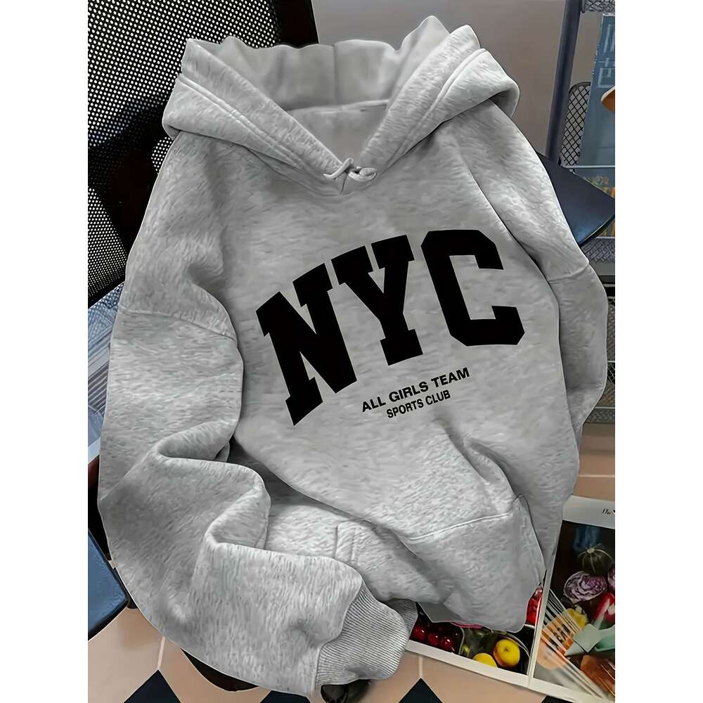 Fashion 2026 Autumn Fleece Thickened Sweatshirt With Kangaroo PocketHoodies Cheap Clothes For Women Graphic NYC Hoodie Dopamine Outfit Black Friday Sa