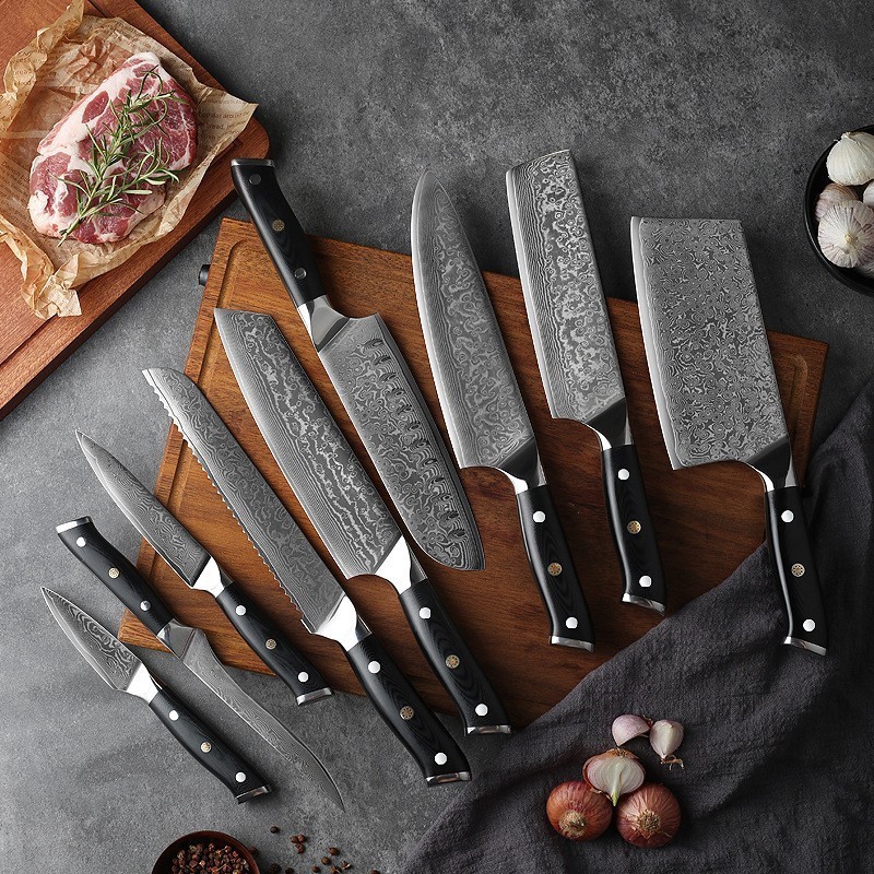 Sunnecko 1-5PCS/Set Chefs Knives Ultra Sharp VG-10 Damascus Steel Vegetable Meat Cutting Knife Utility Japanese Kitchen Tools 250312