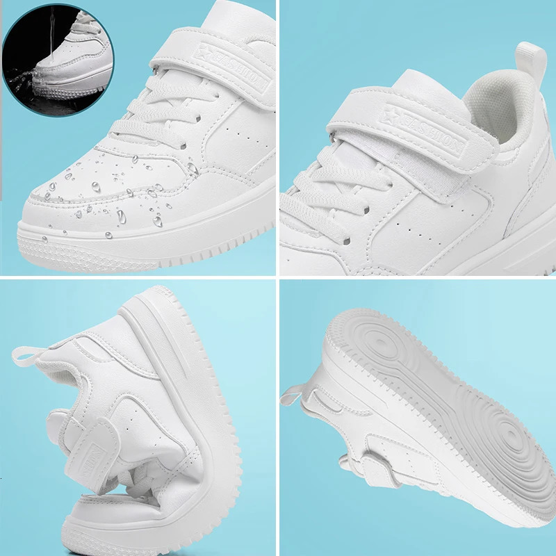 Boys Shoes Sneakers Leather Children Comfortable Flat Shoes Black White Shoes for Kids Girls School Walking Footwear Non Slip 251218