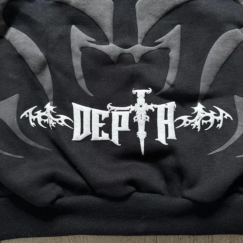 Mens Oversized Hoodie Cardigan with Zip Up Retro Graphic Foam Print Lettering Perfect Gift for AutumnWinter Season 251219 - view 7