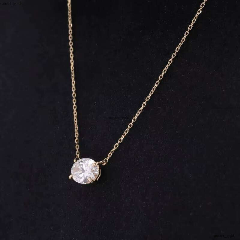 2025 Hot Sale 1ct 2ct 3ct Oval Cut D VS1 IGI Lab-Grown VVS Moissanite 14k Pure Gold 40 + 5cm Jewelry Necklace