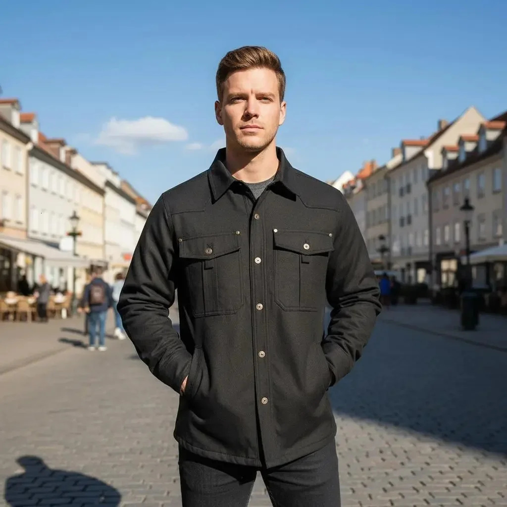 Spring Autumn Mens Flannel Plaid Shirt Jacket Casual Men Retro Lapel Cotton Warm Shirts Tactical Windbreaker Clothing 251217