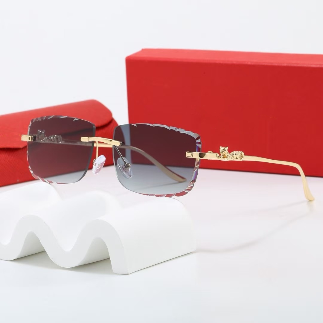 Mens Designer Sunglasses Outdoor Shades women Rimless Classic Eyeglasses Leopard Head Metal Screwdriver Sunglass Frames Carving UV400 protection Glasses