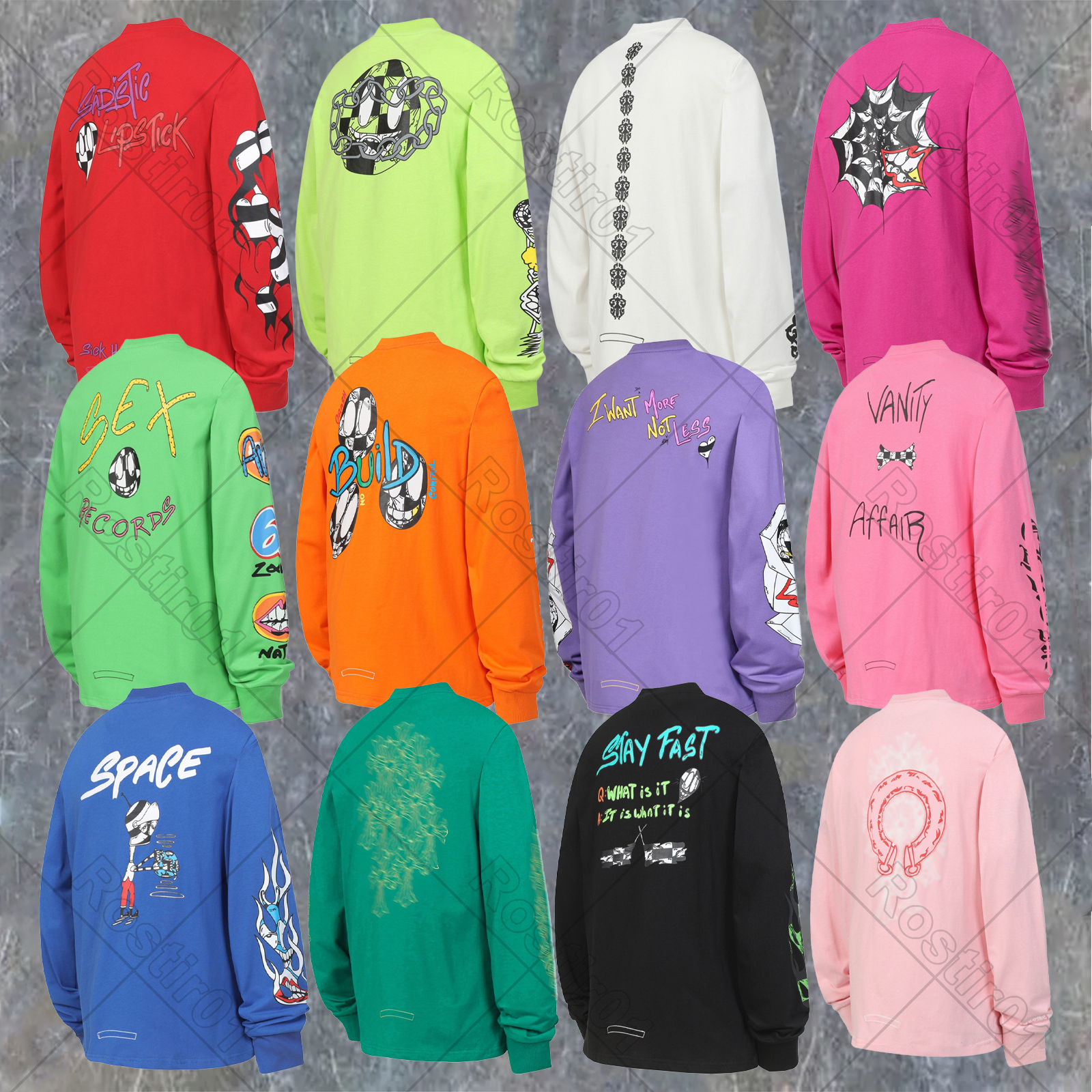 designer t shirt chrome hoodie Horseshoe Sanskrit long sleeve shirt men shirts designer tshirt mens tshirts women sweatshirt size hip hop top causual tee tops S-XL