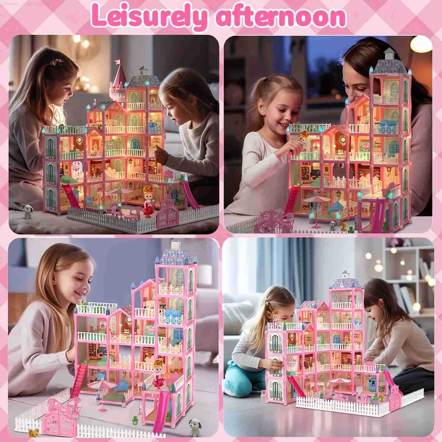 Disney Girls Villa Castle Model Building Block Sets DIY Bricks Toys Doll house Villa Children Pretend Play Toys for Girls Gift H251219