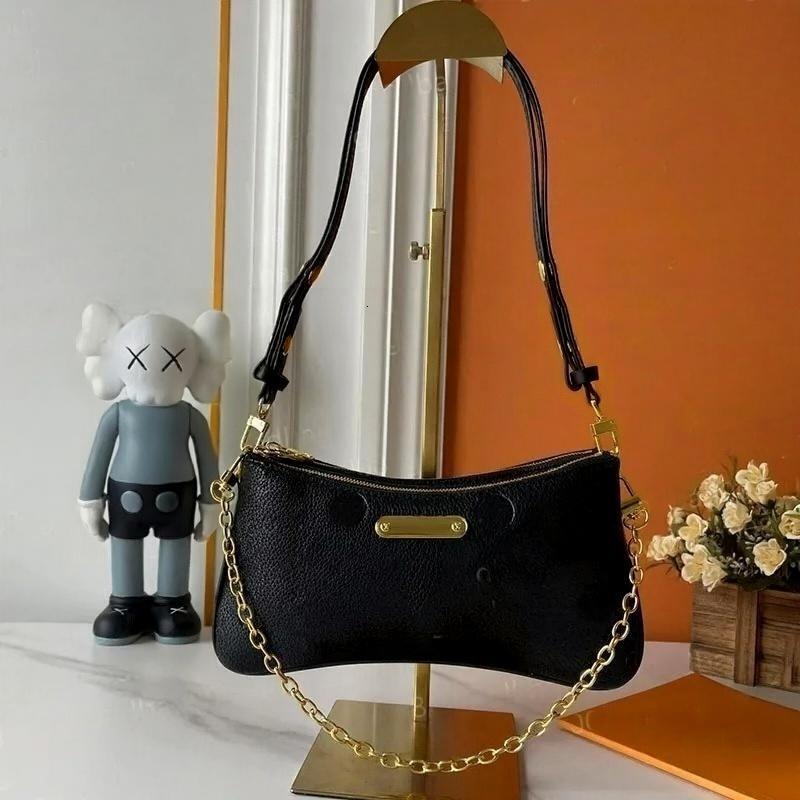 Vuittonhandbags Half-Moon bag Women's leather embossed crossbody bag old flower chain handbag letter striped crossbody bag denim bag double zip pouchette Top 10A