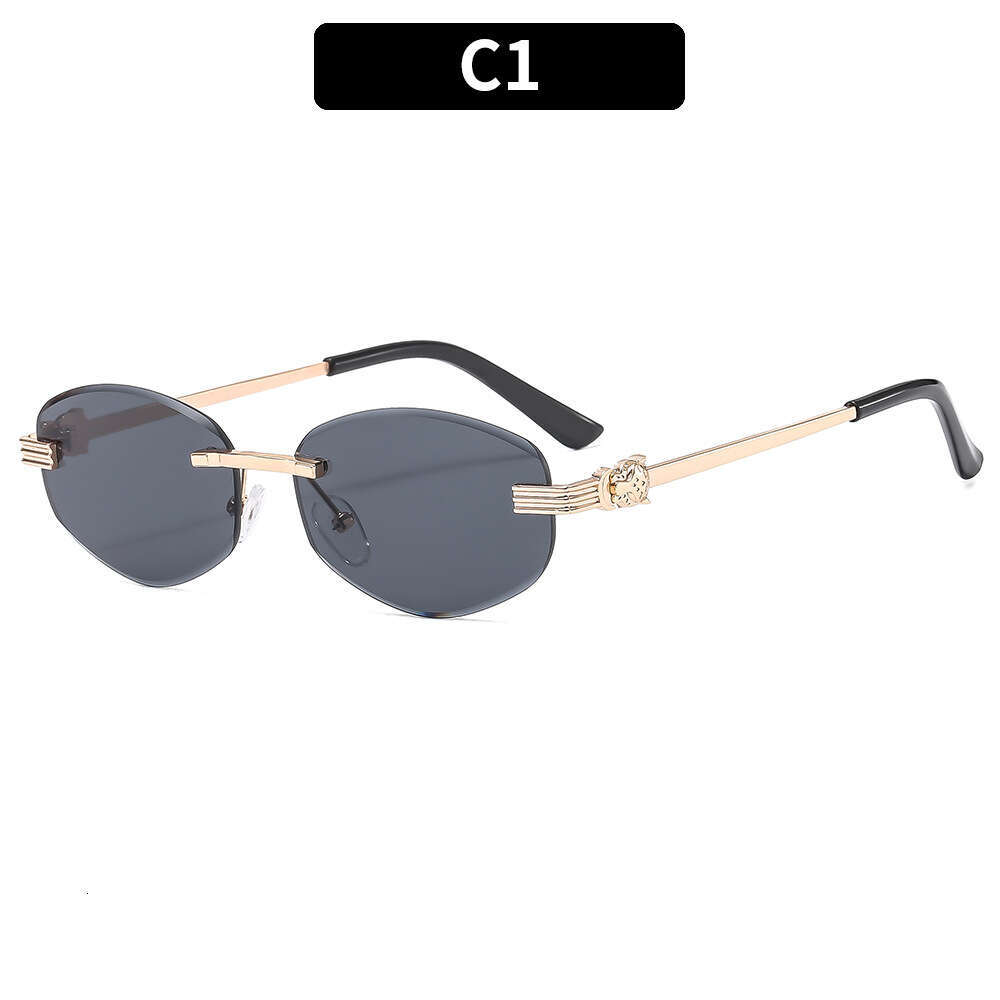 Sunglasses designer sun glasses Fashion New Frameless Irregular Leopard Personality High-end Versatile Trendy Men's Glasses