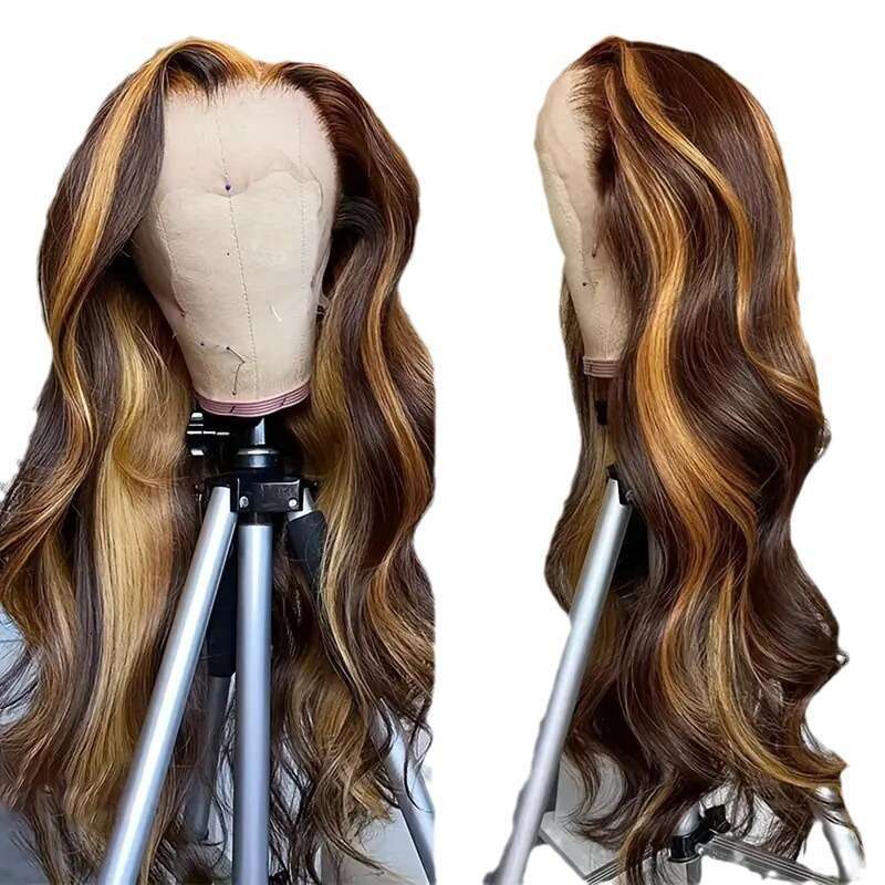 Border European and American Fashion Piano Color Hot-Selling Front Lace Trim Big Wave Long Curly Hair Wig