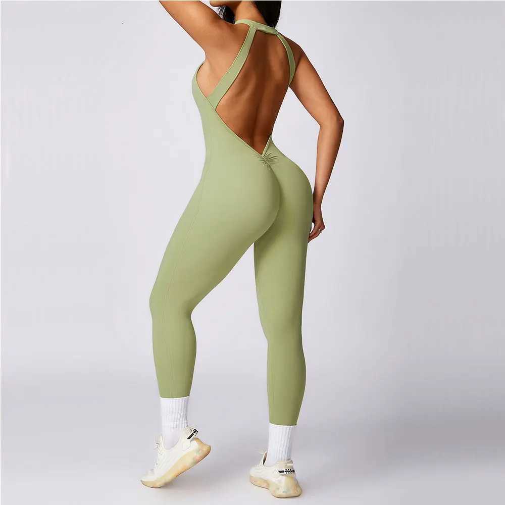 Romper Backless Set Workout Jumpsuit Fitness Bodysuit Siamese Sportswear Women Tracksuit Gym Clothes One-piece Playsuit Yoga Sett251219