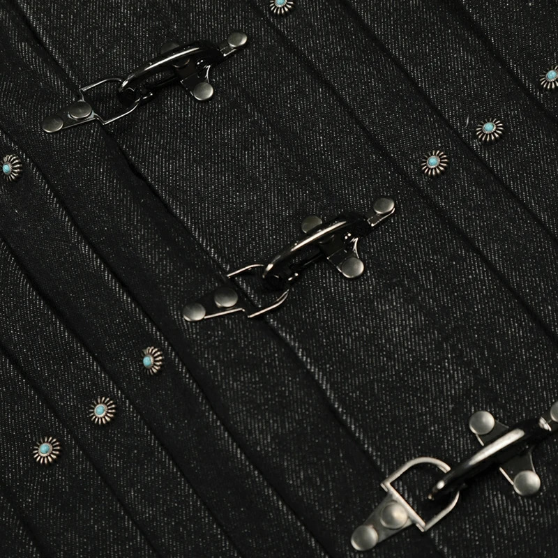 Airplane Buckle Denim Short Jacket Men Streetwear Fashion Hip Hop Turquoise Button Jeans Unisex Spring Autumn Cowboy Coat 251219