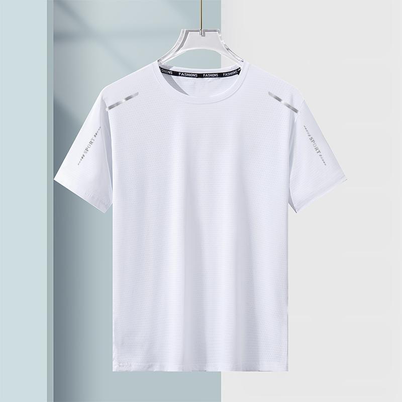 Men's Summer Quick-Dry T-Shirt, Loose Cool Breathable Stretch Big Size Sports Short-Sleeve for Gym & Running