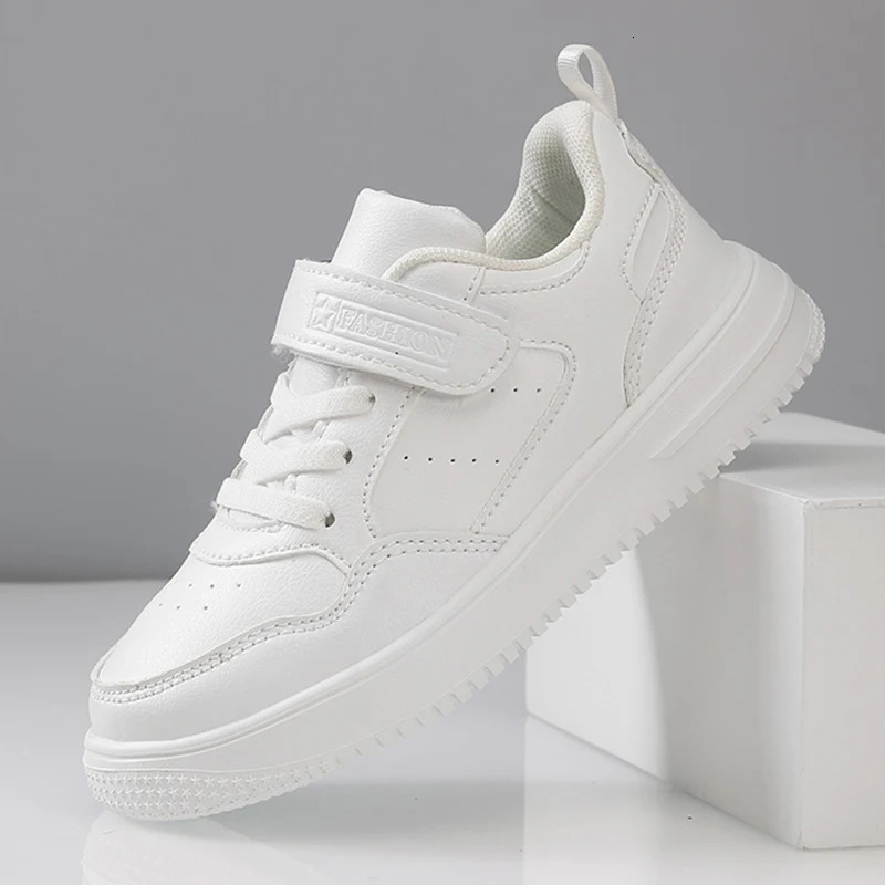 Boys Shoes Sneakers Leather Children Comfortable Flat Shoes Black White Shoes for Kids Girls School Walking Footwear Non Slip 251218
