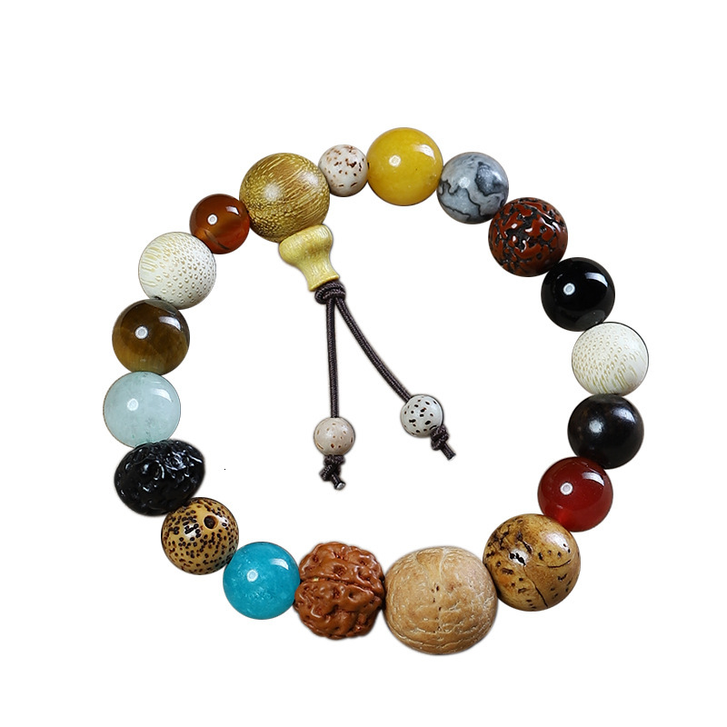 Eighteen Seed Multi-Treasure Bracelet Bodhi 18 Seeds 18 Beads Buddhist Jewelry Star Moon Cultural Play Men and Women Bracelet Live Streaming Hot Item