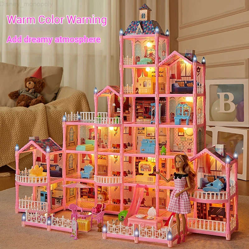 Disney Girls Villa Castle Model Building Block Sets DIY Bricks Toys Doll house Villa Children Pretend Play Toys for Girls Gift H251219