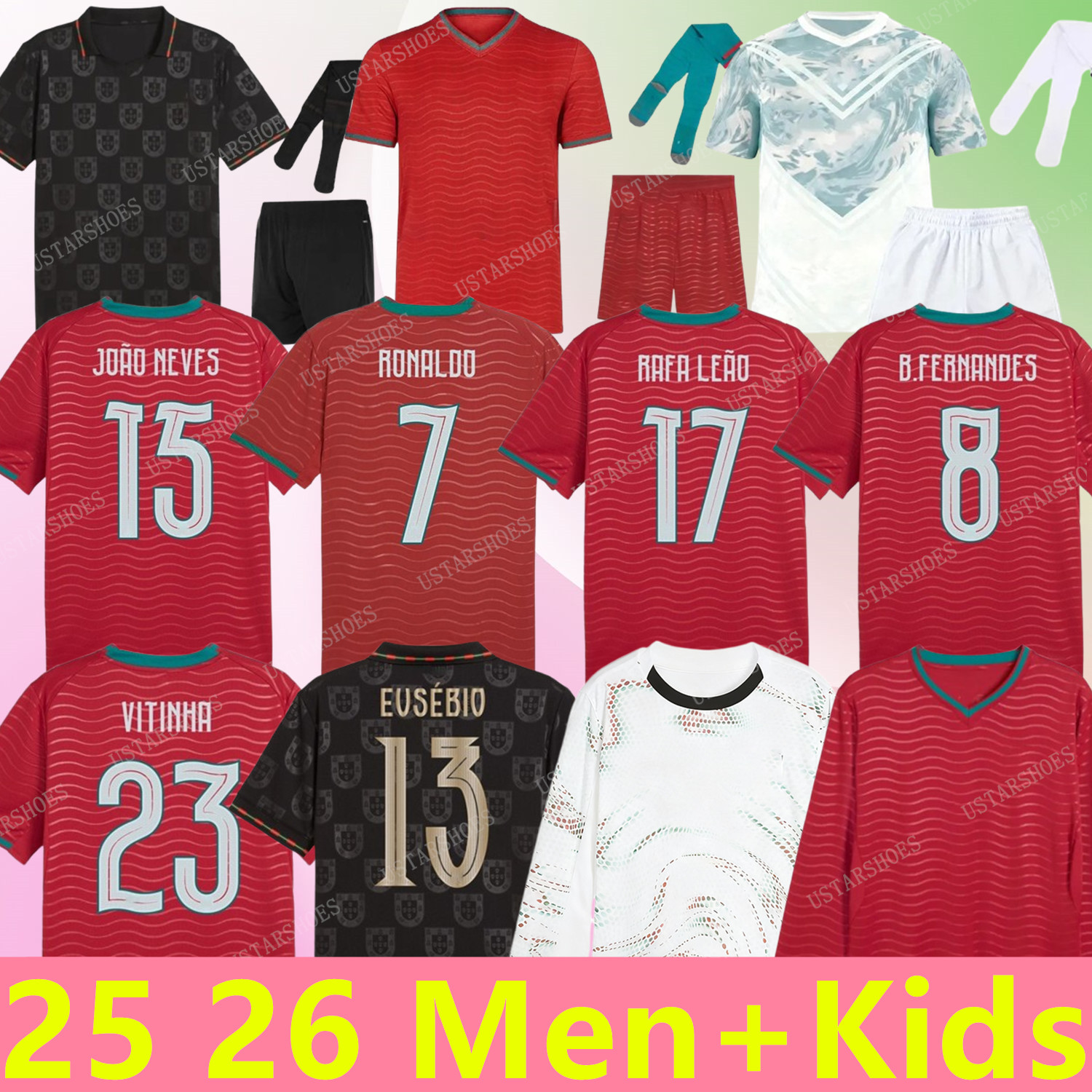 2025 2026 World Cup portugals Ronaldo JOAO FELIX Portugal soccer jerseys 25 26 RUBEN NEVES Portuguese football shirt BERNARDO BRUNO FERNANDES NETO kit kid equipment