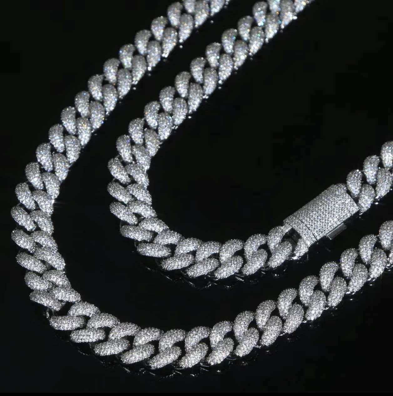 20mm Real VVS1 Moissanite Cuban Link Chain BustDown Hip Hop Necklace 925 Sterling Silver Rhodium Plated Rappers Miami Style