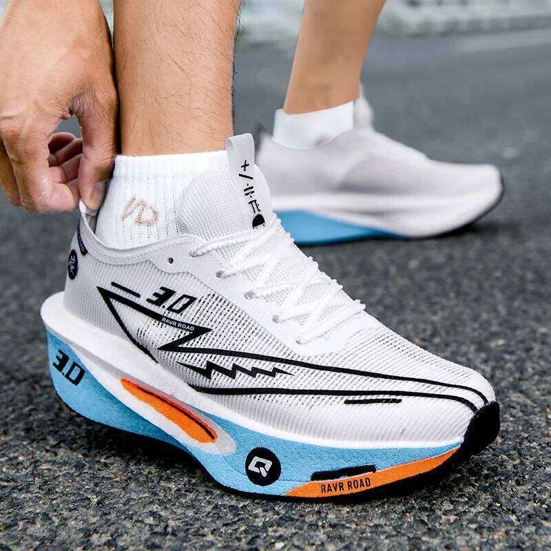 Men's Carbon Board Sneakers Anti-slip Cushioned Comfortable Racing Training Running Mesh Tennis Shoes Casual for Women 25M1219