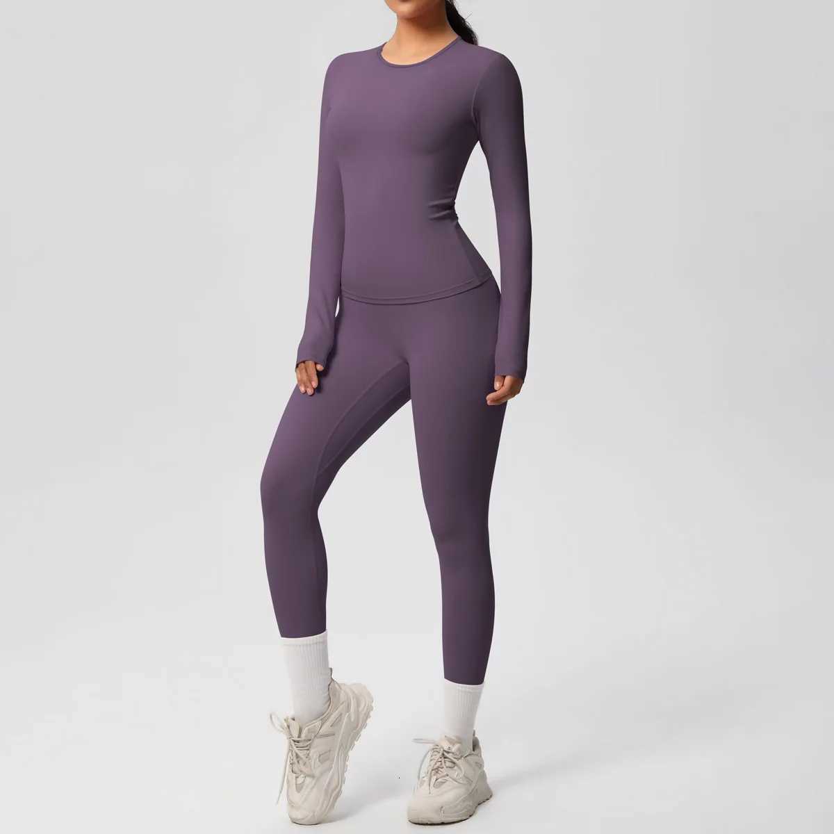 2PCS Yoga Suit Gym Set Women Sportswear Workout Long Sleeve Women Tracksuit Running Sports Shirt Yoga Clothing Fitness Yoga Sett251219