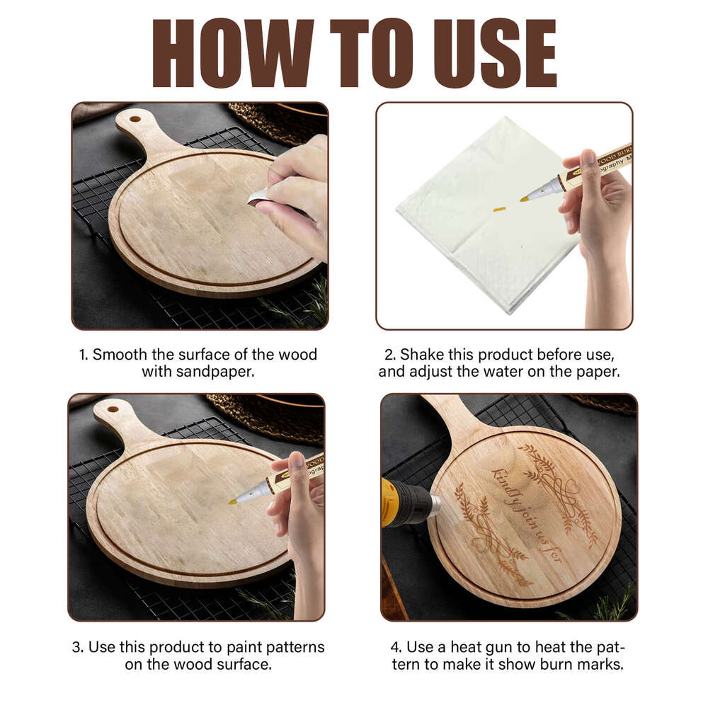 Jaysuing Marker Wooden Branding Coaster Cutting Board Handmade DIY Design Burning Pyrography Pen