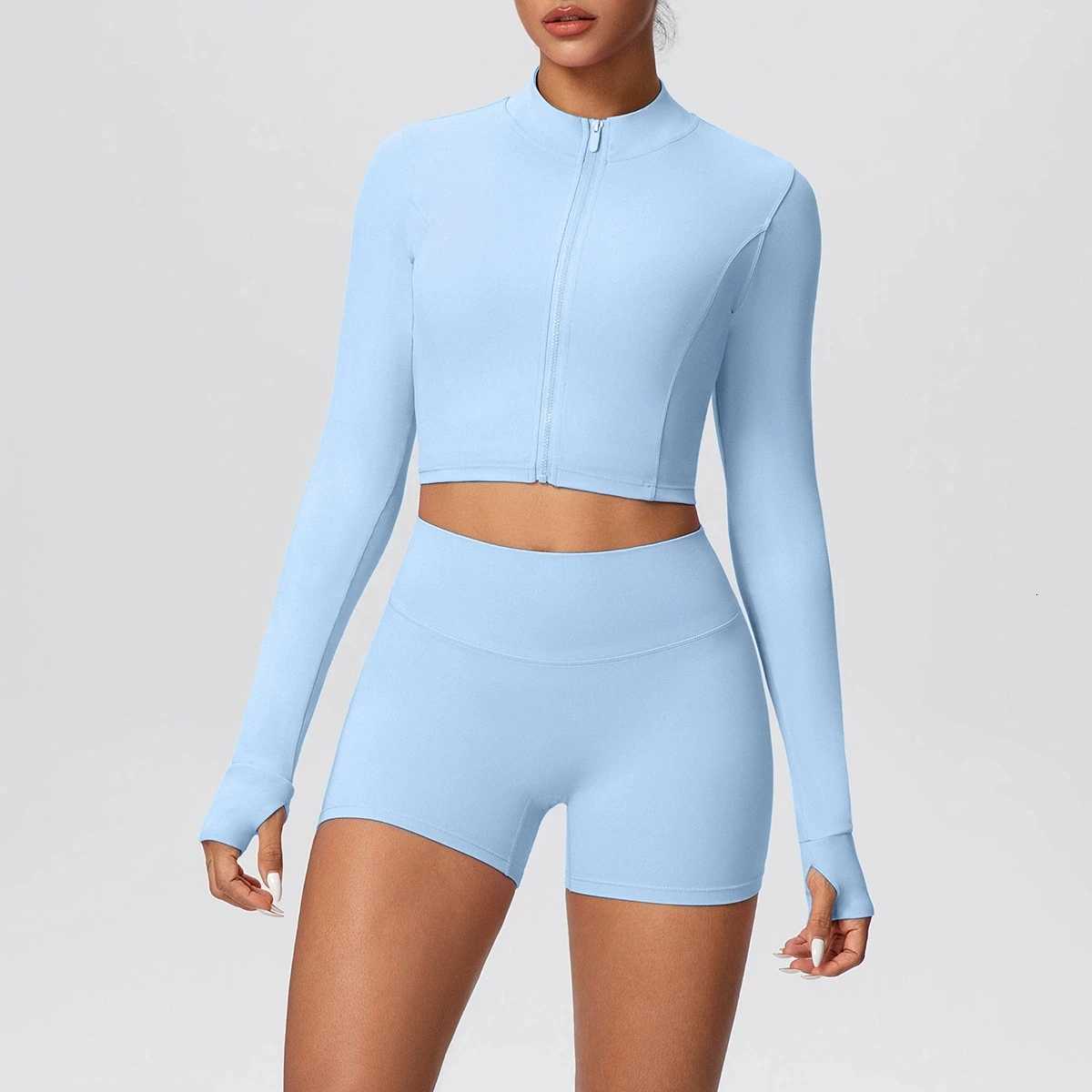 2 Piece Yoga Suit for Womens Fitness Suit Gym Clothes Short Jacket Matching Impact Sports Impact Shorts Workout Sets Gym Outfitt251219