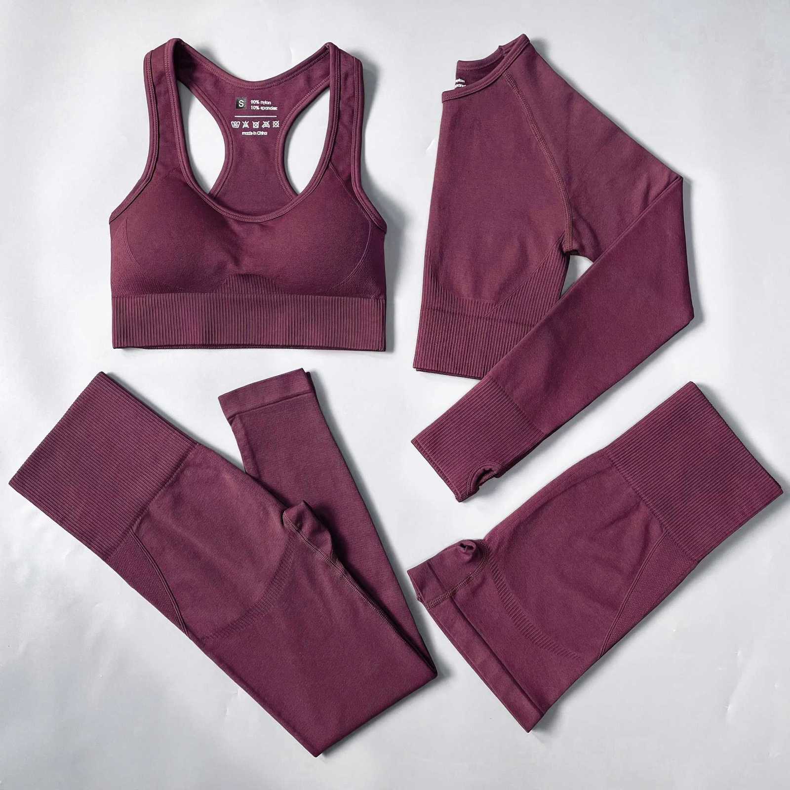 2/3/4PCS Seamless Women Yoga Set Workout Sportswear Gym Clothing Fitness Long Sleeve Crop Top High Waist Leggings Sports Suitst251219