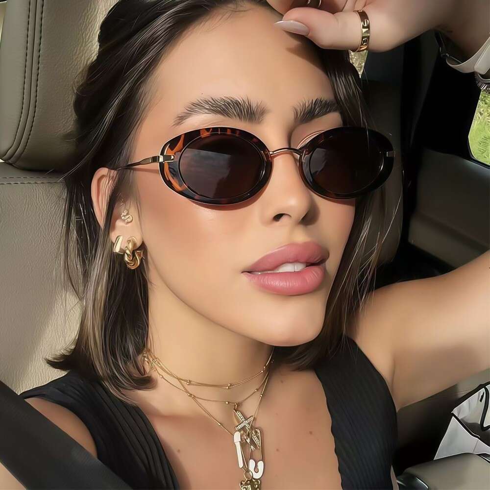 New Oval Sunglasses Narrow Fashion Women's Travel Wear UV Protection 1 Small Frame Internet Celebrity