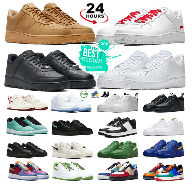 With box one designer running shoes for men women sneakers 1 Triple white black lucky green blue mens trainers outdoor flat sports sneakers size 36-45