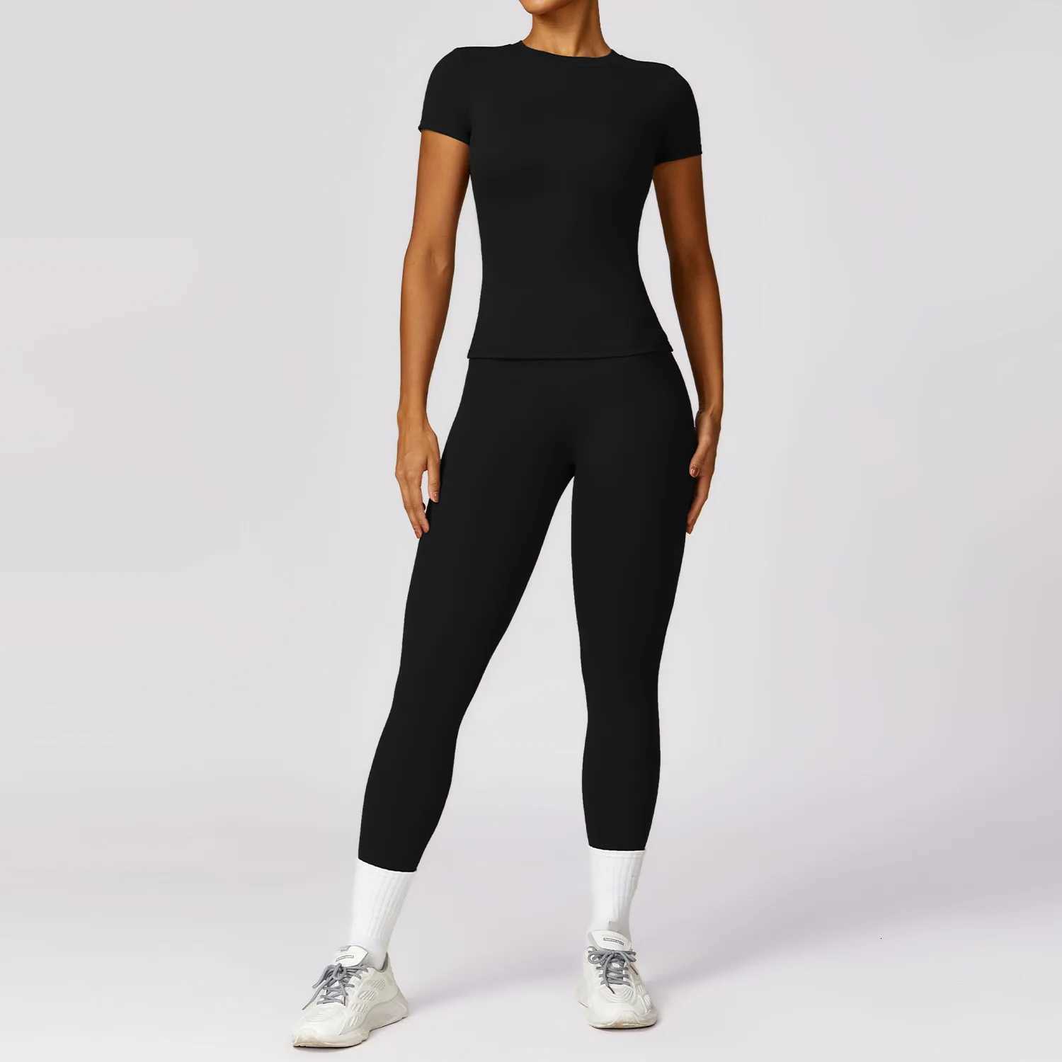 Yoga Set 2 Pieces Women Tracksuits Workout Sportswear Gym Clothing Fitness Long Sleeve Crop Top High Waist Leggings Sports Suitst251219