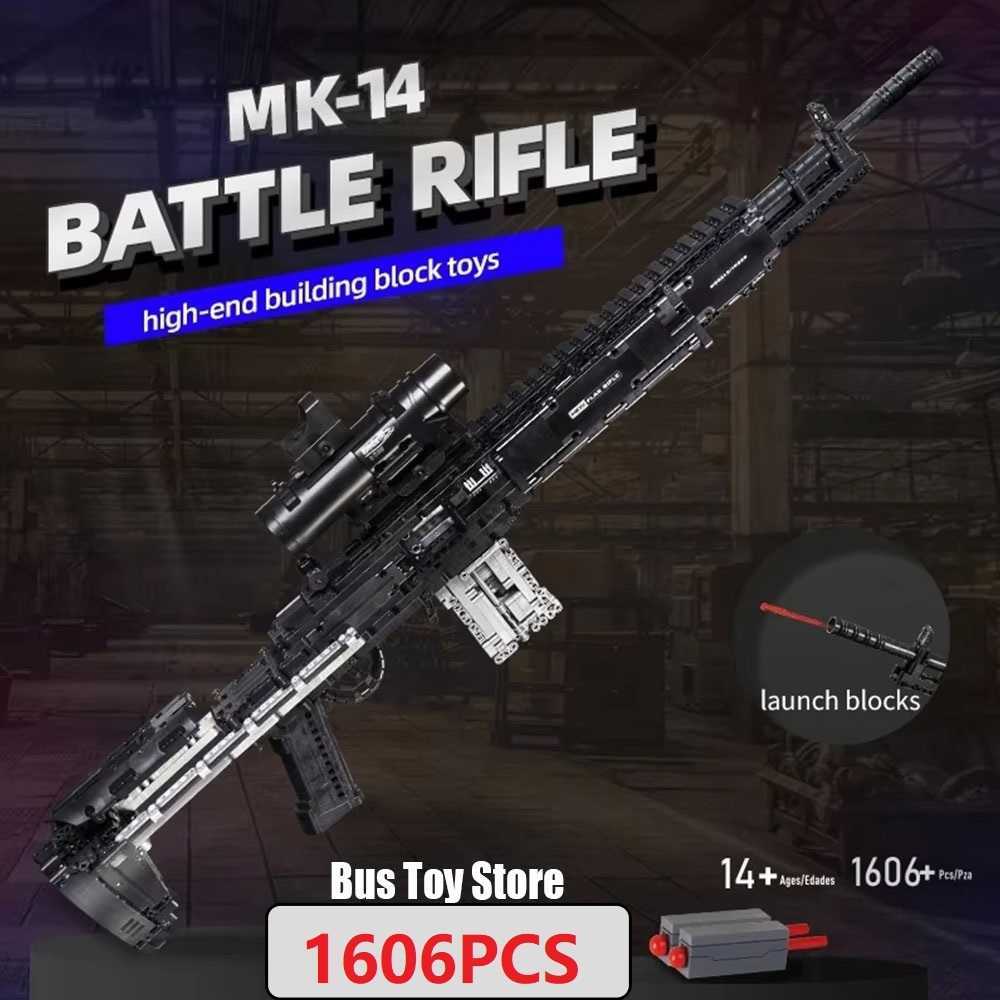 MOULD KING 14026 Ww2 Military Gun MK14 Battle Rifle Simulation Gun Model Building Blocks Weapon Bricks Toys Set for Kids Gifts G251122