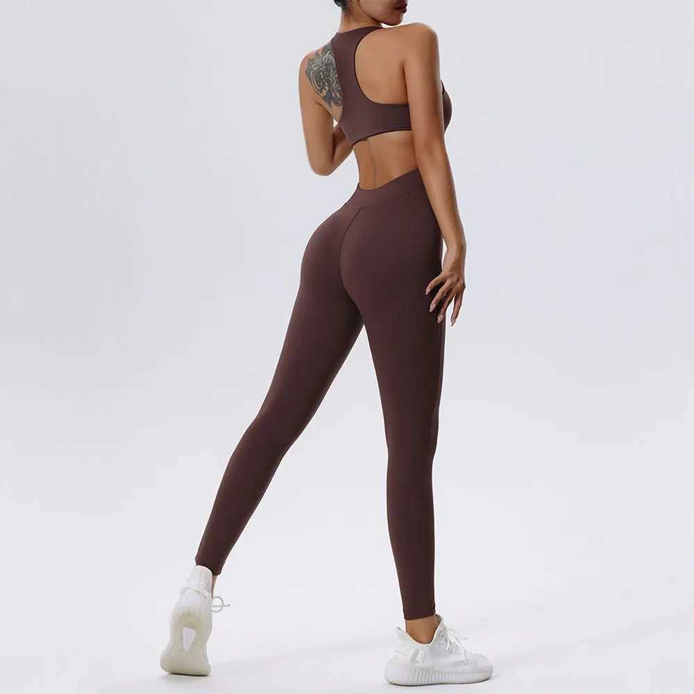 Womens Tracksuit Yoga Set Zipper Jumpsuits One Piece Fitness Sportswear Workout Rompers Sportswear Gym Set Workout Clothest251219