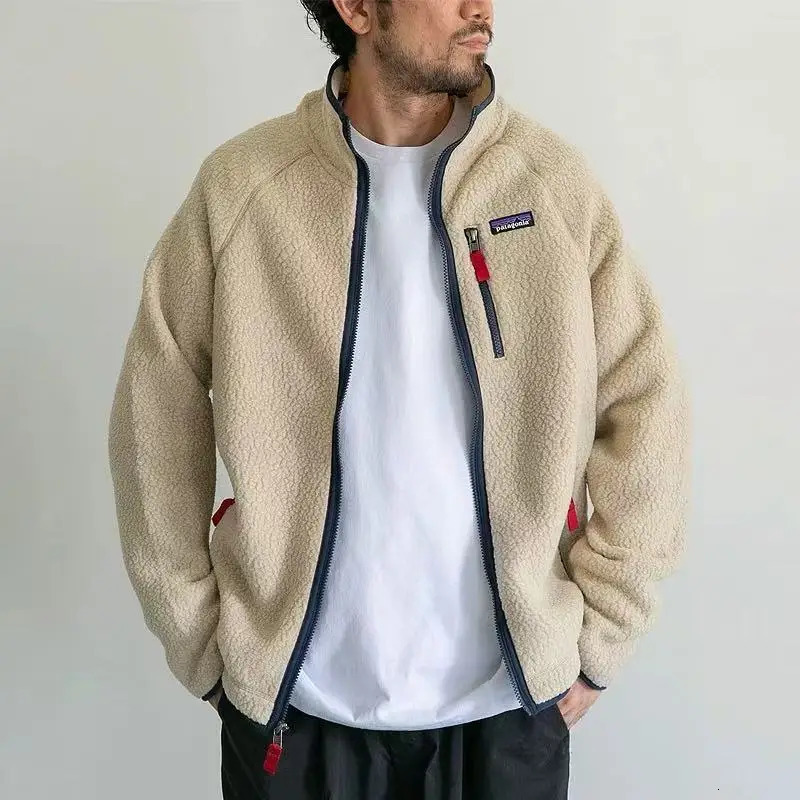 Unisex American Style Fleece Jacket Stand Collar Lamb Velvet Polyester Fiber Outdoor Sport Hiking Thickened Autumn Winte 251114