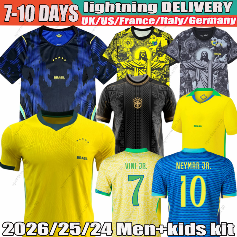 2026 Brazil Soccer Jersey NEYMAR JR VINI JR. Estevao RICHARLISON RAPHINHA RODRYGO CASEMIR Team G.JESUS P.COUTINHO L.PAQUETA PELE CBF Football Shirt 25 26