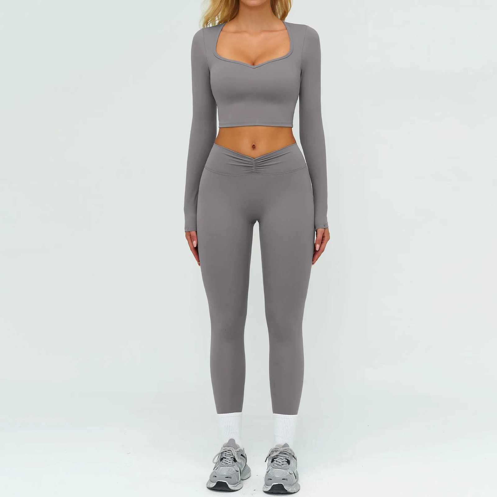 2PCS Yoga Suit Women Tracksuit Sports Outfits Gym Set Running Workout Clothes Long Sleeve Sports Bra Athletic Wear Yoga Clothingt251219