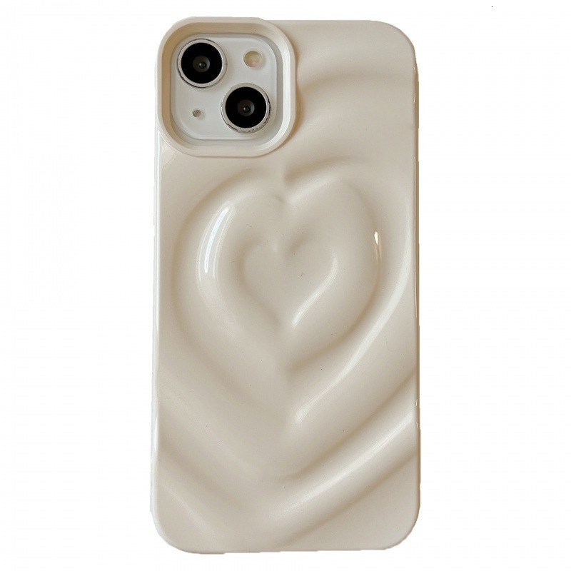 Solid Color 3D Heart Compatible with iPhone 17 Apple 16 Pro Max Phone New 15 Couple 14 Soft Case for Women