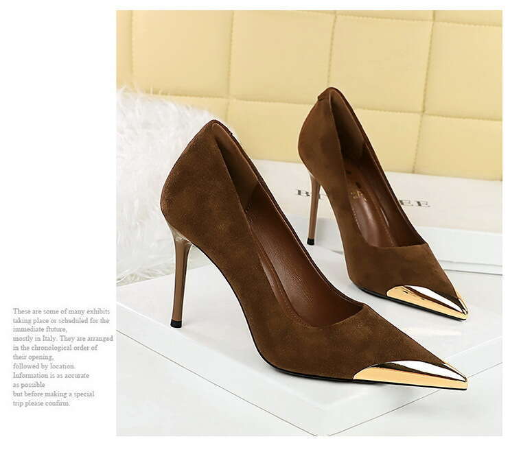 Burgundy Women's Designer Shoe Stiletto womens dress shoes Suede Metal Pointed Toe stiletto Heels