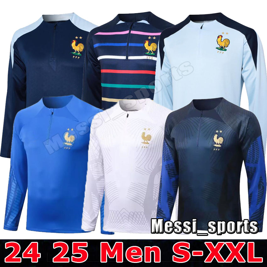 2024 2025 French MBAPPE Men's Soccer Trainsuit 24 25 KANTE GIROUD GRIEZMANN Short Sleeve Half-Zipper Long Sleeve Survetement Foot Chandal Football Tracksuit Top