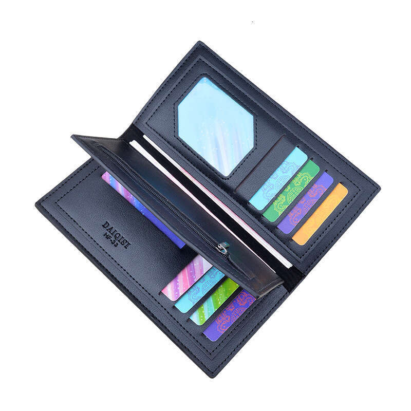 New Men's Long Style Multi-Card Slots Thin Fashion Printed Plaid Leather Wallet Large Capacity Suit Bag