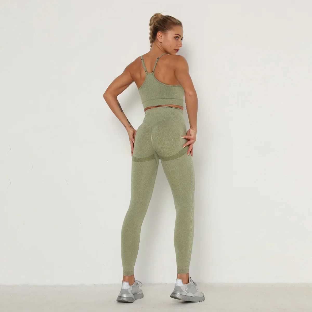 2 Piece Women Sport Suit Yoga Set Gym Vest Workout Clothes Bras Fitness Crop Top High Waist Energy Seamless Leggingst251219