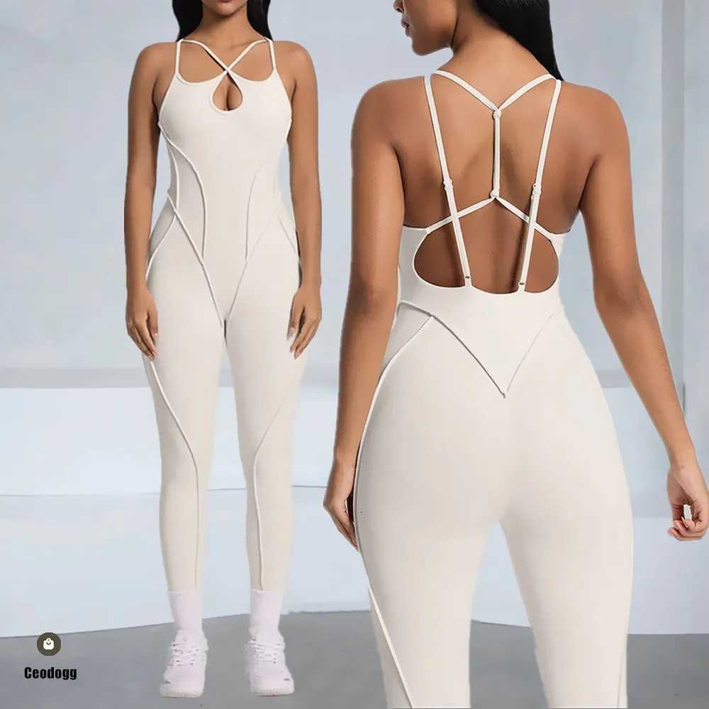 Pad Jumpsuit Women Workout Bodysuit Gym Sports Overall Sportswear Fitness Pilates Yoga Suit One Piece Outfit Wear XP317t251219