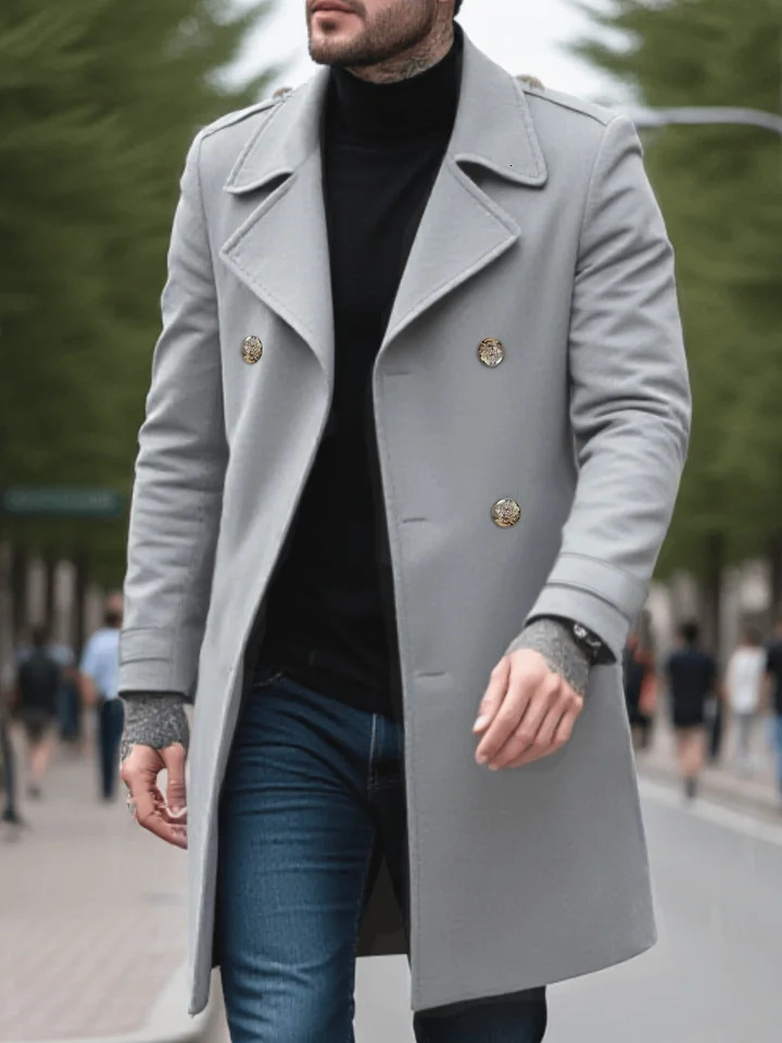 Mens SingleBreasted Wool Coat Thickened for Winter Trench Style Professional Look 251219