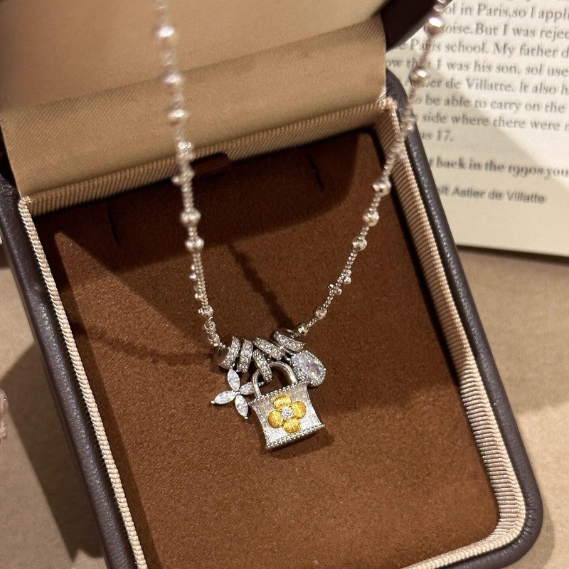 Zircon Flower Basket Cross Pendant Necklace Personality Fashion Niche Design Clavicle Chain Light Luxury High-end Sense Jewelry - view 5