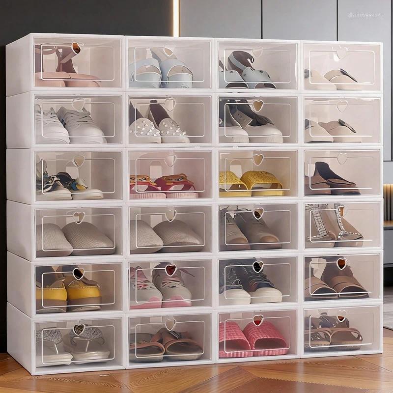 Storage Boxes 6/12PCS Stackable Shoe Box With Flip Door - Suitable For Family Dormitory Space Saving Transparent