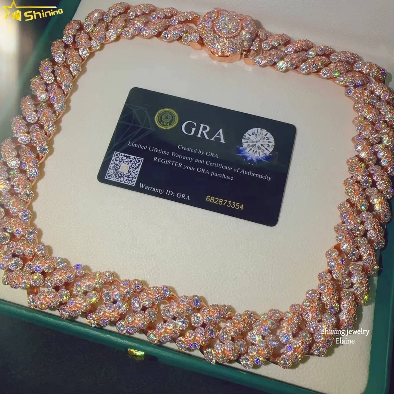 High Quality Iced Out Custom 925 Sterling Silver Moissanite Hip Hop Fashion Jewelry Diamond Miami Cuban Link Chain Necklace