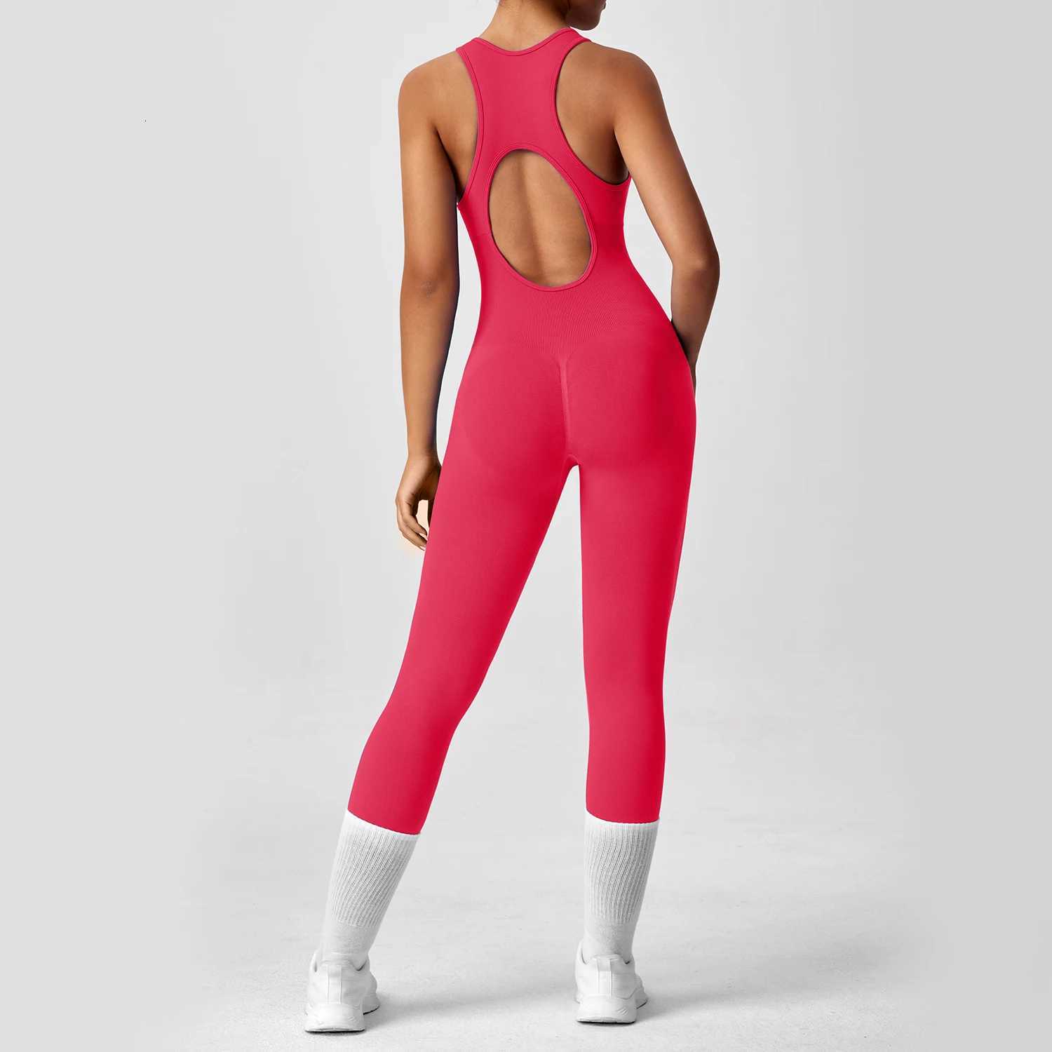 Seamless Peach Booty One-Piece Yoga Bodysuit - V-Back Tummy Control Gym Outfit for Women - Sexy Workout Jumpsuit Fitness Bodycont251219