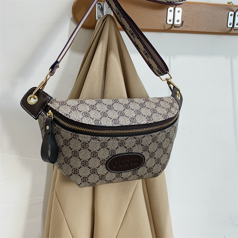 Fashion Retro Women's Chest Bag, High-Quality Shoulder Bag, Crossbody Bag, Designer Handbag, Luxury Crossbody Bag, Printed Color-Block Tote Bag