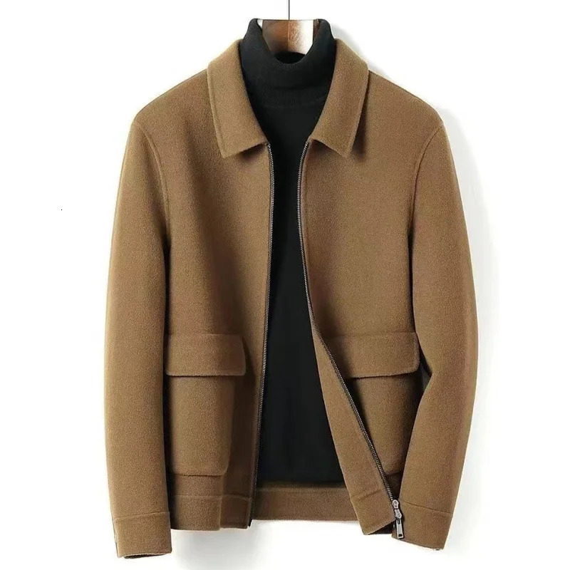 Autumn and Winter Thick DoubleSided Wool Coat Lapel Casual Jacket for Men 251219