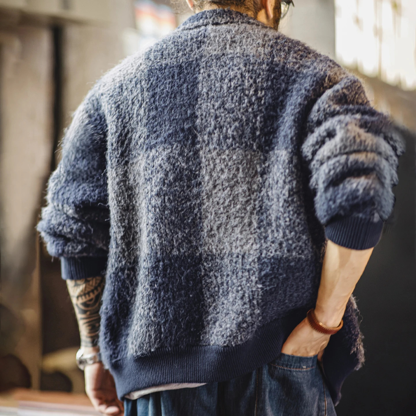 Maden Vintage Mens Plaid Wool Blend Cardigan Jacket Collar Zippered Huntuing Warm Coat for Autumn Winter Streetwear 251219