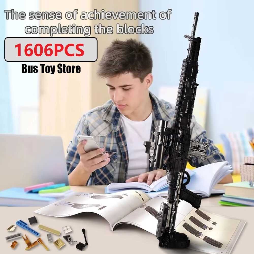 MOULD KING 14026 Ww2 Military Gun MK14 Battle Rifle Simulation Gun Model Building Blocks Weapon Bricks Toys Set for Kids Gifts G251122