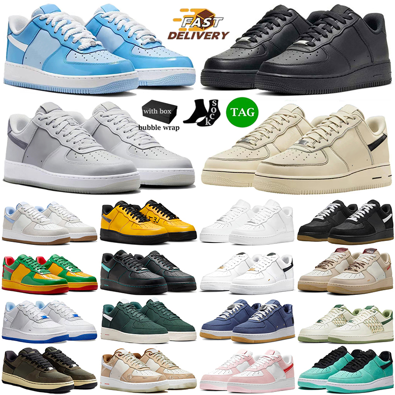 With box designer skate shoes for men women fashion af1s trainers triple white black wheat high low co style flax wheat mens sneakers outdoor man flat casual Shoes