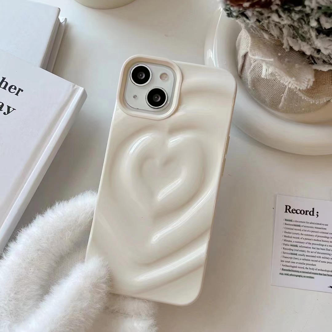 Solid Color 3D Heart Compatible with iPhone 17 Apple 16 Pro Max Phone New 15 Couple 14 Soft Case for Women